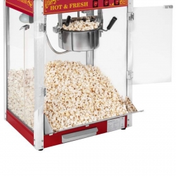 Profesjonalna wydajna maszyna do popcornu mobilna na wózku 230V 1.6kW czerwona Hurtownia Sklep Cena Tanio