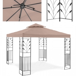 Pawilon ogrodowy namiot altana zadaszenie składane z ornamentem 3 x 3 x 2,6 m beżowe 4062859004482 UNIPRODO 10250437 skl