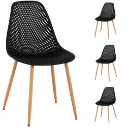 Krzesło skandynawskie plastikowe ażurowe ze stalowymi nogami do 150 kg 4 szt. czarne 4062859000262 FROMM&STARCK 10260131