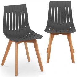 Krzesło plastikowe z drewnianymi nogami do domu gabinetu do 150 kg 2 szt. szare 4062859000378 FROMM&STARCK 10260142 skle