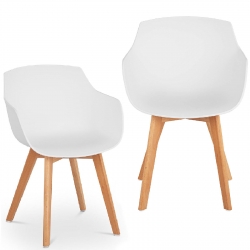 Krzesło kubełkowe skandynawskie plastikowe z drewnianymi nogami do 150 kg 2 szt. białe 4062859000385 FROMM&STARCK 102601
