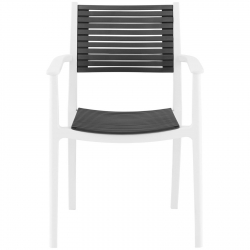 EAN 4062859051820 Krzesło plastikowe z oparciem ażurowym na taras balkon 4 szt. czarno-białe Hurtownia Sklep