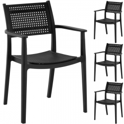 EAN 4062859051837 Krzesło plastikowe z oparciem ażurowym na taras balkon 4 szt. czarne Hurtownia Sklep