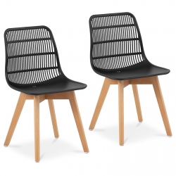 EAN 4062859051981 Krzesło skandynawskie z drewnianymi nogami nowoczesne maks. 150 kg 2 szt. CZARNE Hurtownia Sklep