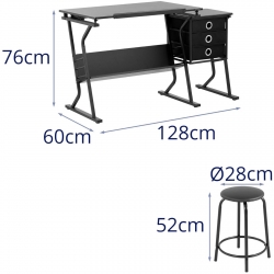 EAN 4062859072795 Biurko kreślarskie uchylne ze stolikiem szufladami i stołkiem 90 x 60 cm Hurtownia Sklep