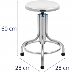 EAN 4062859070449 Taboret stołek laboratoryjny warsztatowy ze stali nierdzewnej 45-60 cm do 150 kg Hurtownia Sklep