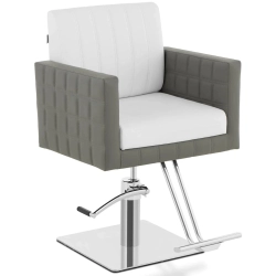 EAN 4062859132222 Fotel fryzjerski barberski kosmetyczny z podnóżkiem wys. 57-72 cm szaro - biały Hurtownia Sklep