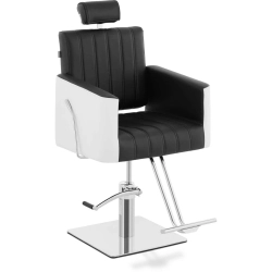 EAN 4062859132239 Fotel fryzjerski barberski kosmetyczny z podnóżkiem wys. 47-63 cm czarno - biały Hurtownia Sklep