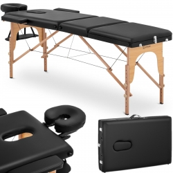 EAN 4062859165718 Stół łóżko do masażu składane szerokie z drewnianym stelażem DINAN BLACK - czarne Hurtownia Sklep