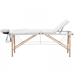 EAN 4062859165725 Stół łóżko do masażu składane szerokie z drewnianym stelażem DINAN WHITE - białe Hurtownia Sklep