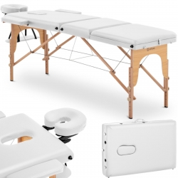 EAN 4062859165725 Stół łóżko do masażu składane szerokie z drewnianym stelażem DINAN WHITE - białe Hurtownia Sklep