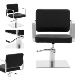 EAN 4062859171863 Fotel fryzjerski barberski kosmetyczny wys. 46-61 cm PLYMOUTH - czarny Hurtownia Sklep