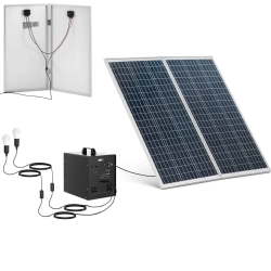 EAN 4062859202215 Zestaw solarny panele fotowoltaiczne falownik 2 lampy LED 1000 W 5/12/230 V Hurtownia Sklep