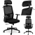 EAN 4062859131270 Krzesło fotel biurowy ergonomiczny z oparciem siatkowym zagłówkiem i wieszakiem wys. 47-57 cm Hurtowni