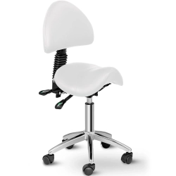 EAN 4250928693082 Krzesło kosmetyczne siodłowe z oparciem obrotowe regulowane BERLIN - białe Hurtownia Sklep
