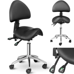 EAN 4250928693044 Krzesło kosmetyczne siodłowe z oparciem obrotowe regulowane BERLIN - czarne Hurtownia Zielona Góra