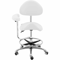 EAN 4062859059178 Krzesło kosmetyczne siodłowe z oparciem podłokietnikiem regulowane WUPPERTAL - białe Hurtownia Zielona Góra