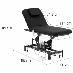 EAN 4062859079381 Łóżko stół kosmetyczny do masażu elektryczny 2 silniki 200 kg LYON - czarny Hurtownia Sklep