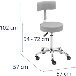 EAN 4062859172013 Krzesło taboret hoker kosmetyczny z oparciem na kółkach do 150 kg WELLS szary Hurtownia Sklep