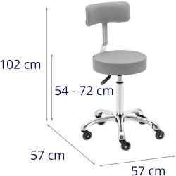 EAN 4062859172020 Krzesło taboret hoker kosmetyczny z oparciem na kółkach do 150 kg WELLS ciemnoszary Hurtownia Sklep