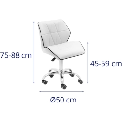 EAN 4062859183156 Krzesło kosmetyczne obrotowe z oparciem na kółkach 45-59 cm ELGG - białe Hurtownia Sklep