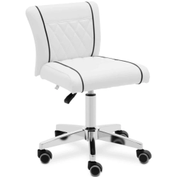 EAN 4062859183163 Krzesło kosmetyczne obrotowe z oparciem na kółkach 45-59 cm GLAND - białe Hurtownia Sklep