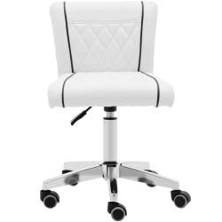 EAN 4062859183163 Krzesło kosmetyczne obrotowe z oparciem na kółkach 45-59 cm GLAND - białe Hurtownia Sklep