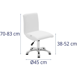 EAN 4062859183194 Krzesło kosmetyczne obrotowe z oparciem 38-52 cm LANCY - białe Hurtownia Sklep
