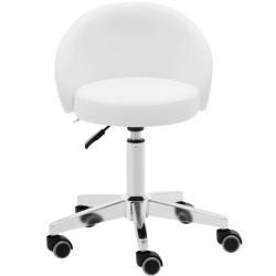 EAN 4062859183200 Krzesło kosmetyczne obrotowe z oparciem na kółkach 43-57 cm ORBE - białe Hurtownia Sklep
