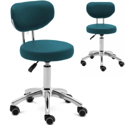 EAN 4062859183217 Krzesło kosmetyczne obrotowe z oparciem na kółkach 46-60 cm ASCONA - turkusowe Hurtownia Sklep