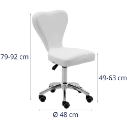 EAN 4062859183255 Krzesło kosmetyczne obrotowe z oparciem na kółkach 49-63 cm PULLY - białe Hurtownia Sklep