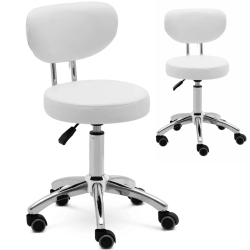 EAN 4062859183262 Krzesło taboret hoker kosmetyczny z oparciem na kółkach do 150 kg ASCONA biały Hurtownia Sklep