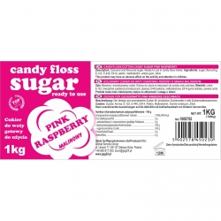 CANDY FLOSS SUGAR Kolorowy cukier do waty cukrowej różowy o smaku malinowym 1kg producent hurtownia