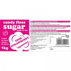 CANDY FLOSS SUGAR Kolorowy cukier do waty cukrowej różowy o smaku truskawkowym 1kg producent hurtownia