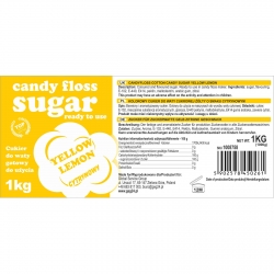 CANDY FLOSS SUGAR Kolorowy cukier do waty cukrowej żółty o smaku cytrynowym 1kg producent hurtownia