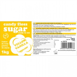 CANDY FLOSS SUGAR Kolorowy cukier do waty cukrowej żółty o smaku waniliowym 1kg producent hurtownia