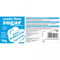 CANDY FLOSS SUGAR Kolorowy cukier do waty cukrowej niebieski o smaku gumy balonowej 1kg producent hurtownia