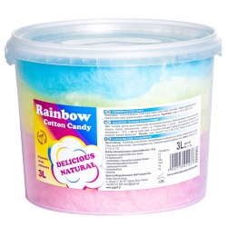 Kolorowa wata cukrowa z cukru gotowa do spożycia. Rainbow cotton candy floss. Wata cukrowa hurtownia producent Zielona G