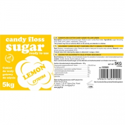 Producent Hurtownia Kolorowy smakowy cukier do waty cukrowej żółty o smaku cytrynowym 5kg