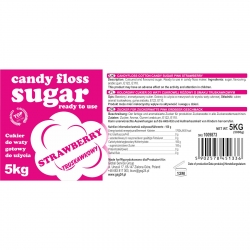 Producent Hurtownia Kolorowy smakowy cukier do waty cukrowej czerwony o smaku truskawkowym 5kg