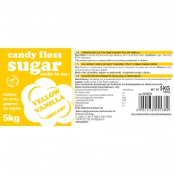 EAN 5902578455389 Kolorowy cukier do waty cukrowej żółty o smaku waniliowym 5kg Hurtownia Zielona Góra Sklep