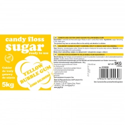 EAN 5902578455396 Kolorowy cukier do waty cukrowej żółty o smaku gumy balonowej 5kg Hurtownia Sklep Zielona Góra