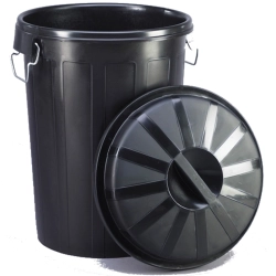Pojemnik kosz na odpady śmieci uniwersalny z pokrywą okrągły 95L czarny  MEVA 8413020231873
