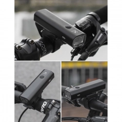 Lampka rowerowa przednia USB białe światło 4 tryby pracy czarna  WOZINSKY 5907769306648