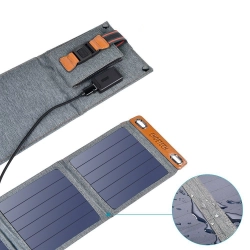 Ładowarka solarna do telefonu turystyczna z USB 14W rozkładana szara  CHOETECH 6971824970456