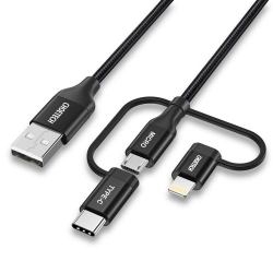 Kabel USB MFI Lightning USB Typ C micro USB 3w1 1,2 m czarny  CHOETECH 6971824971620