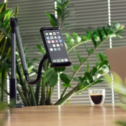 Długi elastyczny uchwyt na telefon i tablet mocowany do biurka czarny Wozinsky 5907769306754