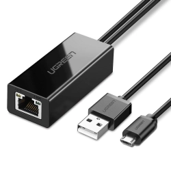 Zewnętrzna karta sieciowa LAN micro USB 100Mbps do Chromecast 1m czarny  UGREEN 6957303839858