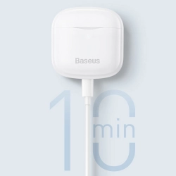 Bezprzewodowe słuchawki Bluetooth 5.0 TWS douszne wodoodporne IP64 E3 biały  BASEUS 6932172602116