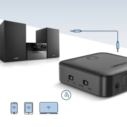 2w1 Nadajnik + odbiornik transmiter Bluetooth 5.0 do muzyki czarny  UGREEN 6957303871582